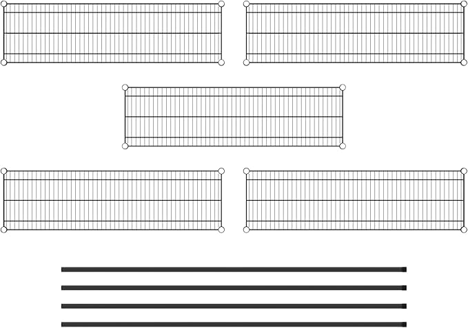 Commercial NSF Listed Black Epoxy Stationary Wire Shelving Kit 14" x 48" x 74", with 5 Shelves Perfect for Warehouse, Walk-in Refrigerator, Freezer, Grocery Store, Restaurant, Dishroom