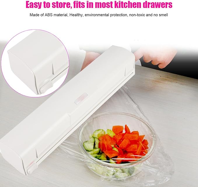 Food Wrap Dispenser with Cutter, Stylish Easy to Use Tin Aluminum Foil Dispenser Food Cling Wrap Film Cutter for Home Kitchen
