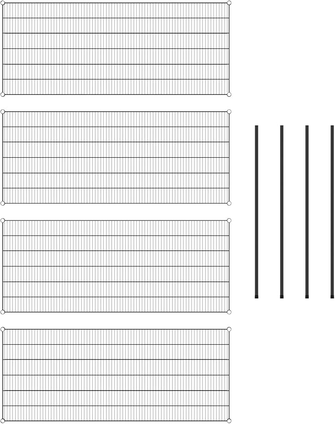 Commercial NSF Listed Black Epoxy Stationary Wire Shelving Kit 30" x 72" x 54", with 4 Shelves Perfect for Warehouse, Walk-in Refrigerator, Freezer, Grocery Store, Restaurant, Dishroom