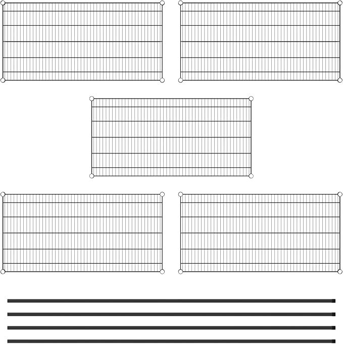 Commercial NSF Listed Black Epoxy Stationary Wire Shelving Kit 24" x 48" x 96", with 5 Shelves Perfect for Warehouse, Walk-in Refrigerator, Freezer, Grocery Store, Restaurant, Dishroom