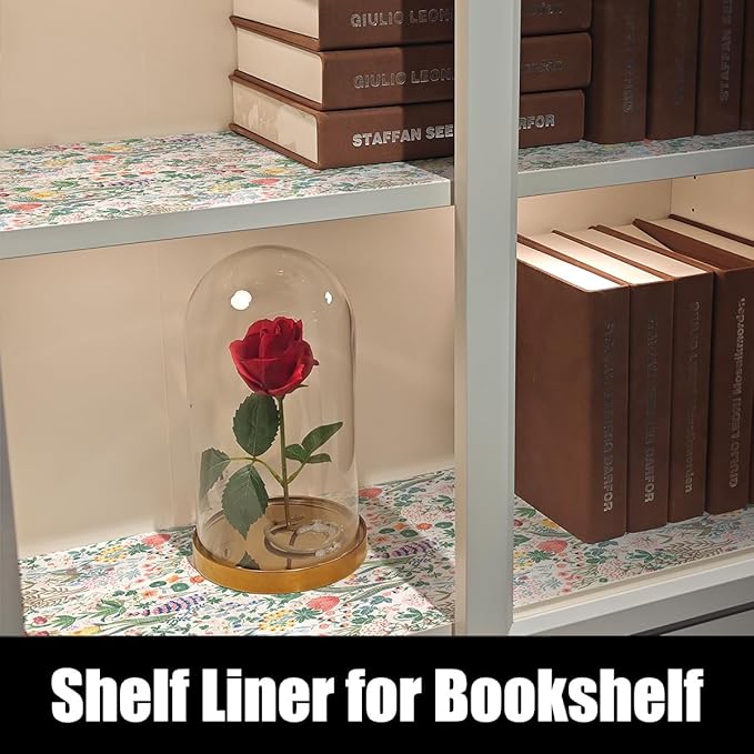 Floral Shelf Drawer Liners, 16IN x 20FT Non Adhesive and Strong Non-Slip Colorful Cabinet Drawer Shelf Liners for Kitchen Wire Fridge, Waterproof Cabinet Liner,Easy to Clean