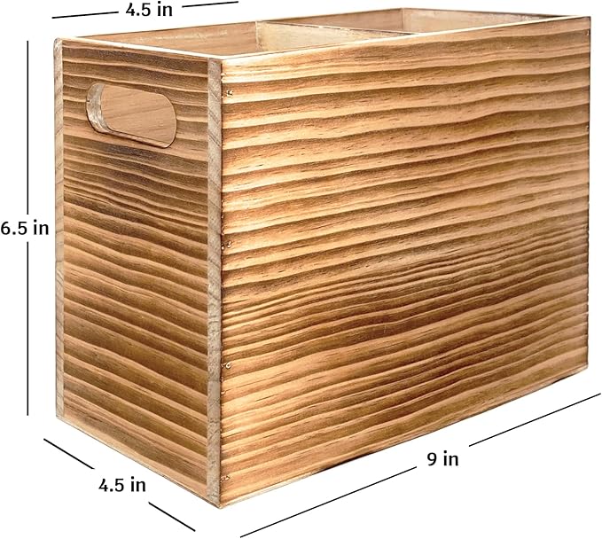CB Accessories Wood Utensil Holder for Kitchen Counter - 2 Compartment Large Utensil Crock Organizer for Countertop - Tool Holder for Spatula - Farmhouse Decor