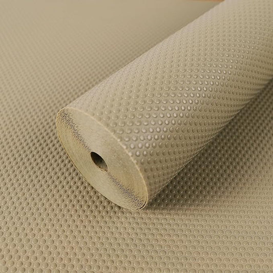 FLPMIX Shelf Liners for Kitchen Cabinets: 17.7" Wide Waterproof Non-Adhesive Drawer Liner - 17.7" x 96" Khaki Easy to Cut Cupboard Mat for Pantry Shelves
