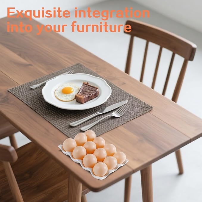 Ceramic 12 Cups Egg Tray - 1 Dozen Porcelain Egg Holder Container Keeper Storage Organizer Decorative Serving Dish Plate for Refrigerator Fridge Countertop Display Kitchen Home (White 12 Eggs)