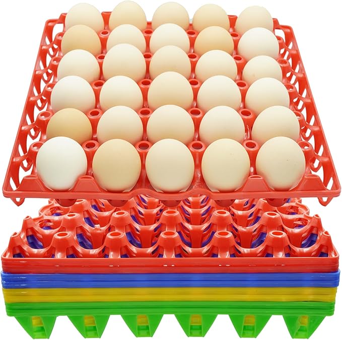 Ecjiuyi 8 Pack Bulk Egg Tray,Reusable Plastic Egg Holder,Durable Egg Cartons,Stackable 30-Egg Crates for Home Chicken Farmers Transportation Storing Sharing Selling Fresh Eggs