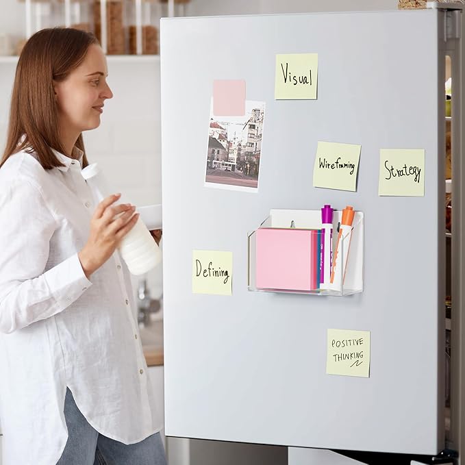 MaxGear Magnetic Dry Erase Marker Holder, 2 Compartments Clear Acrylic Pen & Marker Organizer with Screws & Strong Magnet for Whiteboard, Fridge, Wall & Locker, Holds 9-18 Markers/4 Erasers