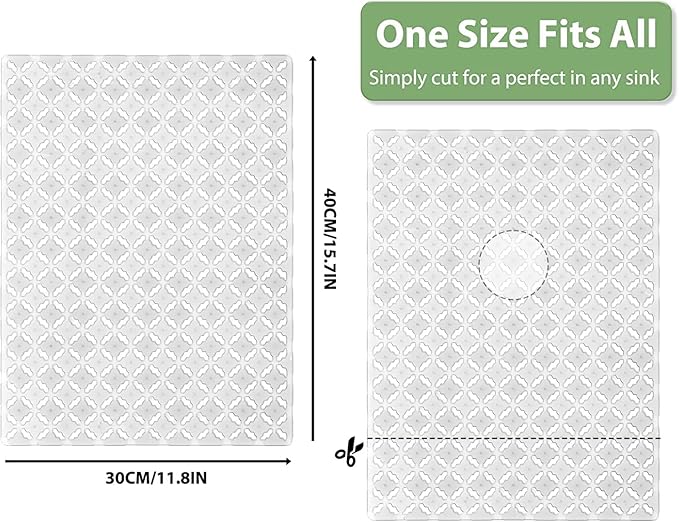 Qulable 2Pack Kitchen Sink Mat for Stainless Steel/Ceramic Sinks, PVC Eco-friendly Protectors for Bottom of Kitchen Sink, Adjustable, Fast Draining, Dots Design, 11.8x15.7 (Translucent)