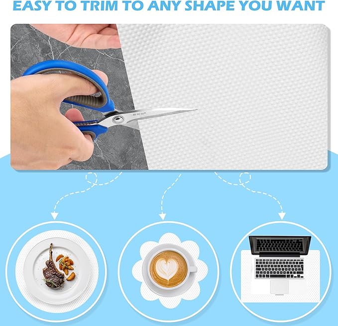 MooiFun Drawer Liners, Waterproof Shelf Liner, Anti-Slip Non-Adhesive BPA Free Kitchen Cupboard Cabinet Liner Refridge Fridge Mats Sink Protector Strong Durable for Home (White/11.8in x 10Ft)