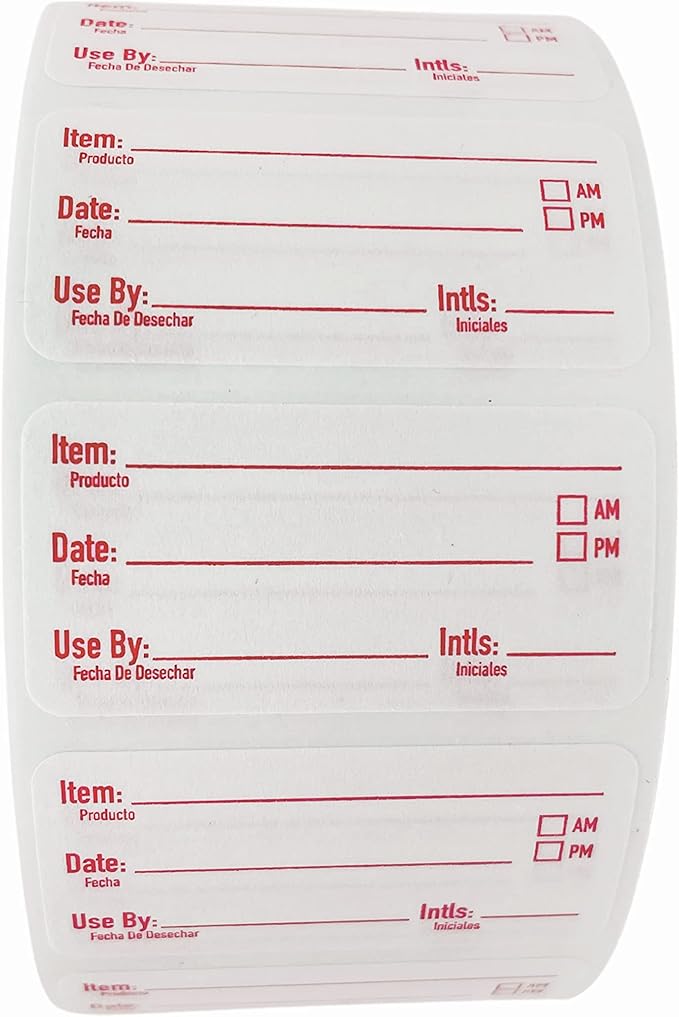 ATL Direct 2x1 Dissolvable Food Labels, 250 Label Stickers, Bottle Labels for Storage Bins, Sticker Labels for Food containers, (250, Red)