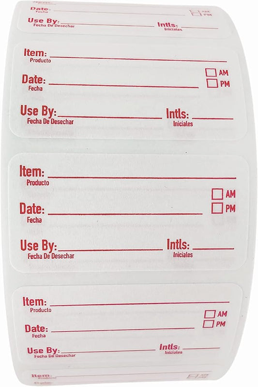 ATL Direct 2x1 Dissolvable Food Labels, 250 Label Stickers, Bottle Labels for Storage Bins, Sticker Labels for Food containers, (250, Red)