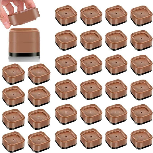 32 Pack Furniture Risers 1, 2 or 3 Inch, Adjustable Bed Risers Heavy Duty For Table Desk Couch Chair Sofa Cabinet Bed Legs Dorm, Square Stackable Bed Raisers Blocks Lift Height 1", 2" or 3", Brown
