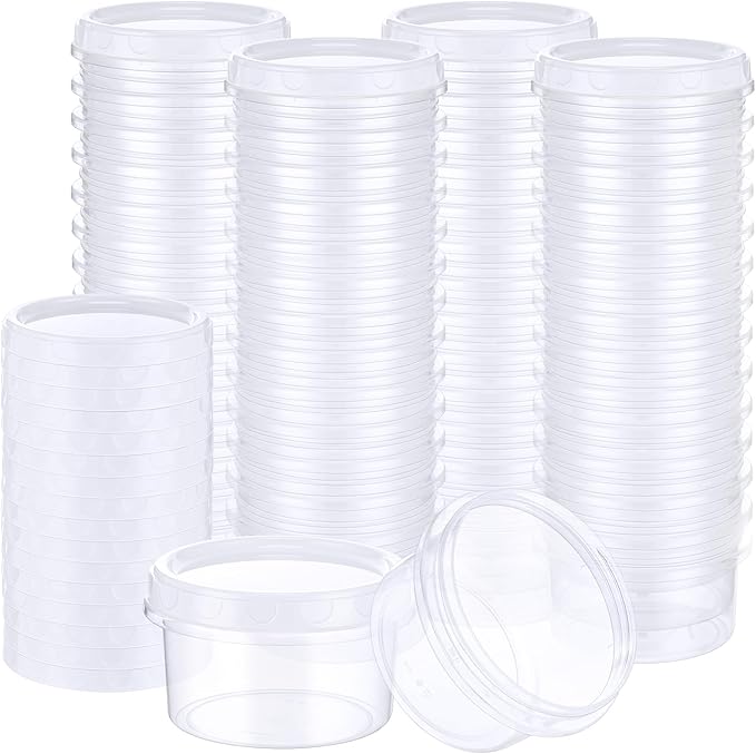 Sieral 36 Pack 8 oz Freezer Containers with Lids Reusable Deli Freezer Storage Containers Stackable Plastic Thick Twist Top Jars for Takeout Food Round Wide Mouth Lunch Snack (White)
