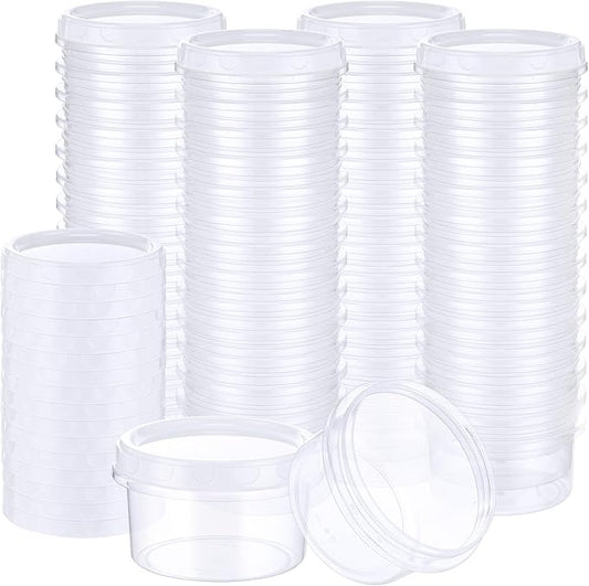 Sieral 36 Pack 8 oz Freezer Containers with Lids Reusable Deli Freezer Storage Containers Stackable Plastic Thick Twist Top Jars for Takeout Food Round Wide Mouth Lunch Snack (White)