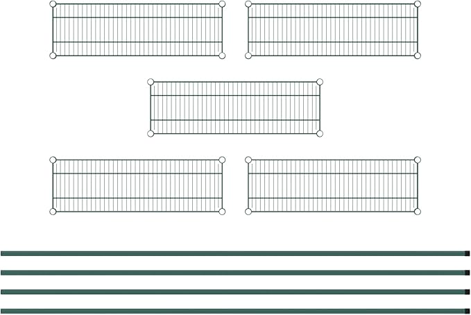 Commercial NSF Listed Green Epoxy Stationary Wire Shelving Kit 12" x 36" x 96", with 5 Shelves Perfect for Warehouse, Walk-in Refrigerator, Freezer, Grocery Store, Restaurant, Dishroom