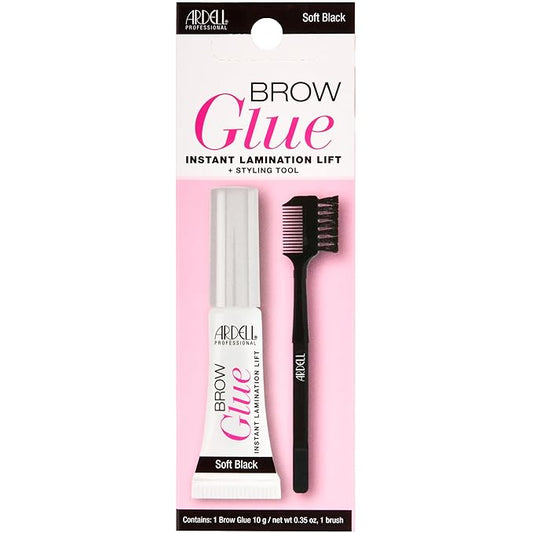 Ardell Brow Glue Soft Black with Styling Brush – Instant Lamination Brow Gel for Fluffy, Defined Brows, All-Day Extreme Hold Eyebrow Gel Waterproof, 0.35 oz
