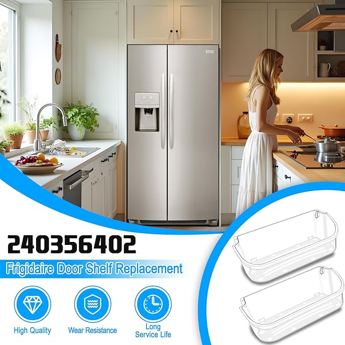 [2 PACK] UPGRADED 240356402 Refrigerator Door Bin Compatible with Frigidaire Door Shelf Replacement Refrigerator Door Shelves FFSS2615TS0 LFSS2612TF0 FGHS2631PF4A LFSS2612TE0 FFSS2615TS5 Door Bin