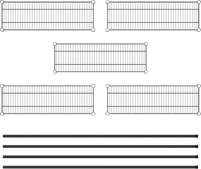 Commercial NSF Listed Black Epoxy Stationary Wire Shelving Kit 12" x 36" x 74", with 5 Shelves Perfect for Warehouse, Walk-in Refrigerator, Freezer, Grocery Store, Restaurant, Dishroom