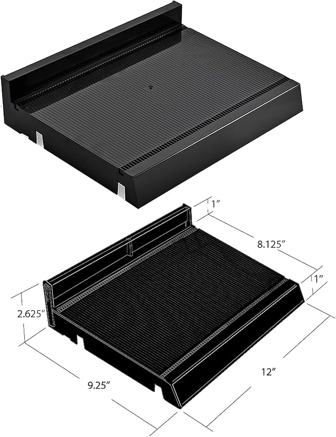 Azar Displays 225830-6COMP-BLK 6 Compartment Divider Bin Cosmetic Tray with Pushers - 6 Slots per Tray, 2-Pack, Black