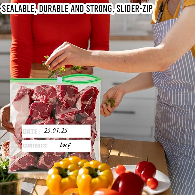 BEIDOU-PAC 2 Gallon Large Slider Food Storage Freezer Bags, 250 Count | 2 Mil | 13" x 12.3" | Heavy-Duty Freshness Easy Open Reclosable Clear Plastic Bags