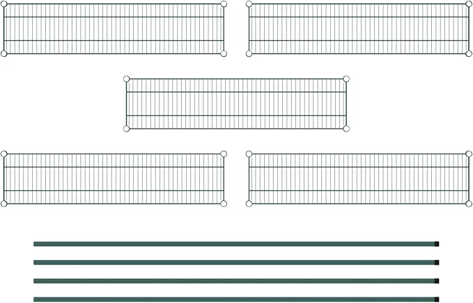 Commercial NSF Listed Green Epoxy Stationary Wire Shelving Kit 12" x 48" x 86", with 5 Shelves Perfect for Warehouse, Walk-in Refrigerator, Freezer, Grocery Store, Restaurant, Dishroom