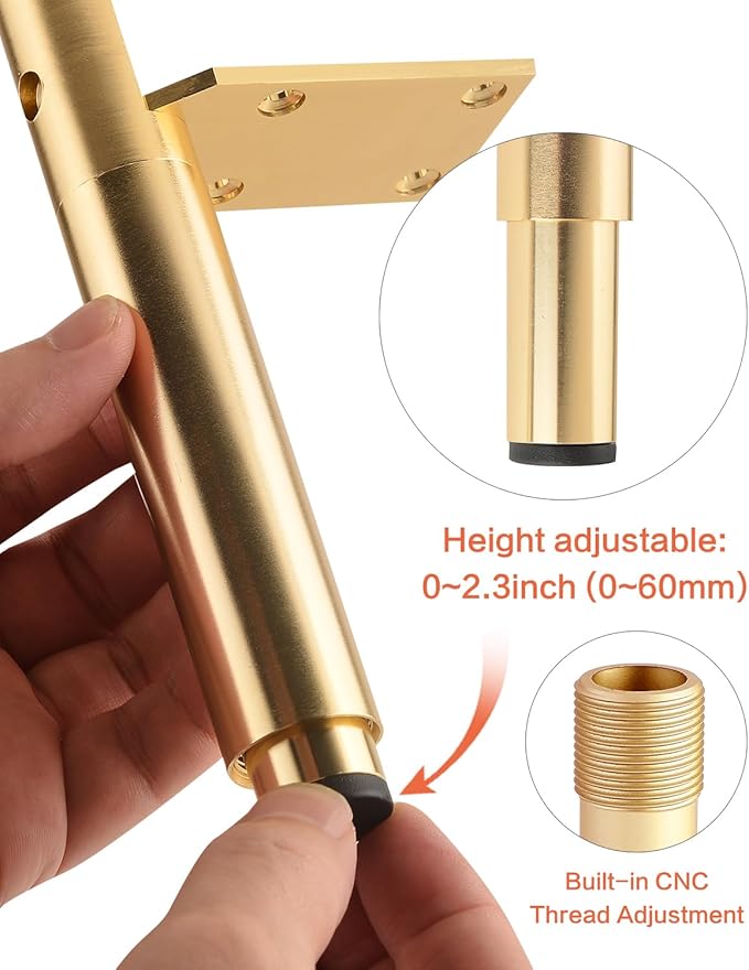 4 Pack Adjustable Table Legs Brackets Gold 7.2-9.6 Inch Desk Risers Legs for Furniture Replacement Nightstand Legs Coffee Table Support Feet Height Extenders