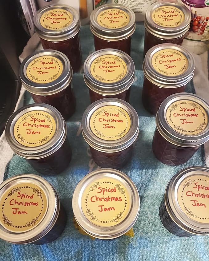 2" Canning Labels for Jars & Lids, 500 Labels per Roll, 4 Different Wreath Designs, Round Kraft Christmas Mason Jar Stickers, Food Labels Pantry Labels, Mason Jar Labels Spice Labels Bottle Labels