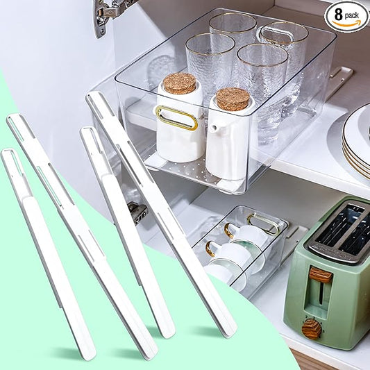 8 Pcs Adhesive Sliders for Cabinets Pull Out Drawer Organizer Accessories Basket Office Glide Cabinet Tracks Runner Adhesive Drawer Slides Pull Out Replace Guide Rail for Back to School