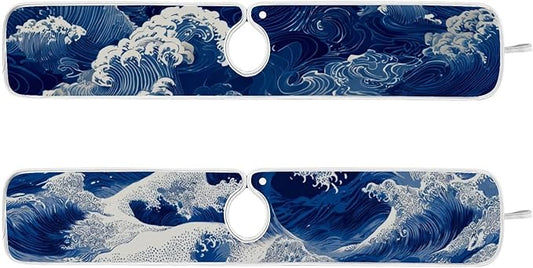 2 PCS Kitchen Sink Splash Guard 30 Inch Faucet Mat for Kitchen Sink Bathroom Sink Faucet Absorbing Drip Drain Mat Pad Microfiber Soft Washable Blue Sea Waves