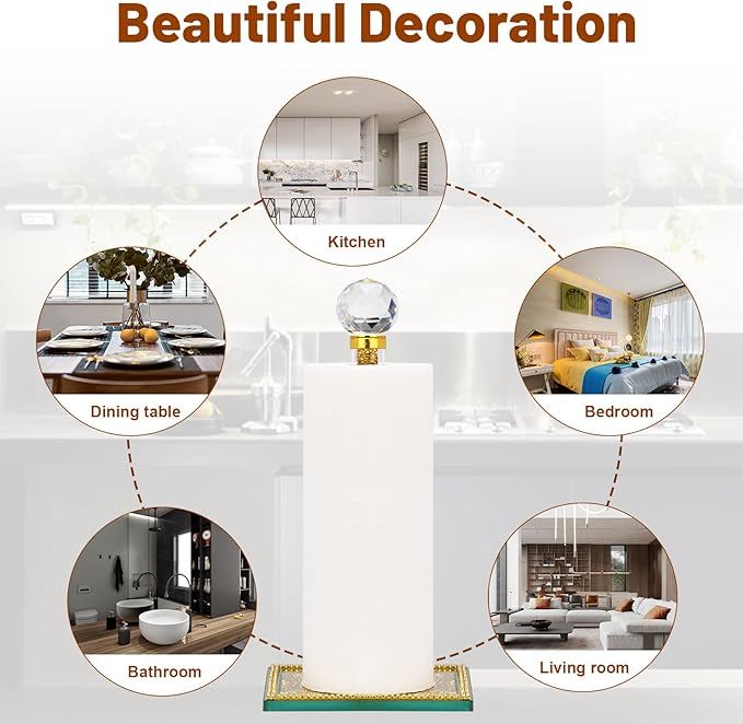 Gold Paper Towel Holder Stand Crystal Paper Towel Holder Countertop Bling Kitchen Accessories
