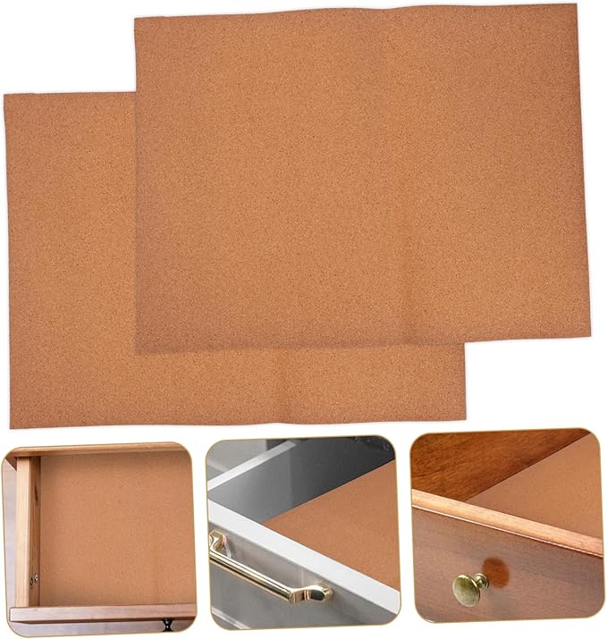 OFFSCH 2Sheets Cork Drawer Liners for Kitchen Cabinets High Density Moisture and Shock Absorbing Cork for DIY Crafts and Versatile Home Use