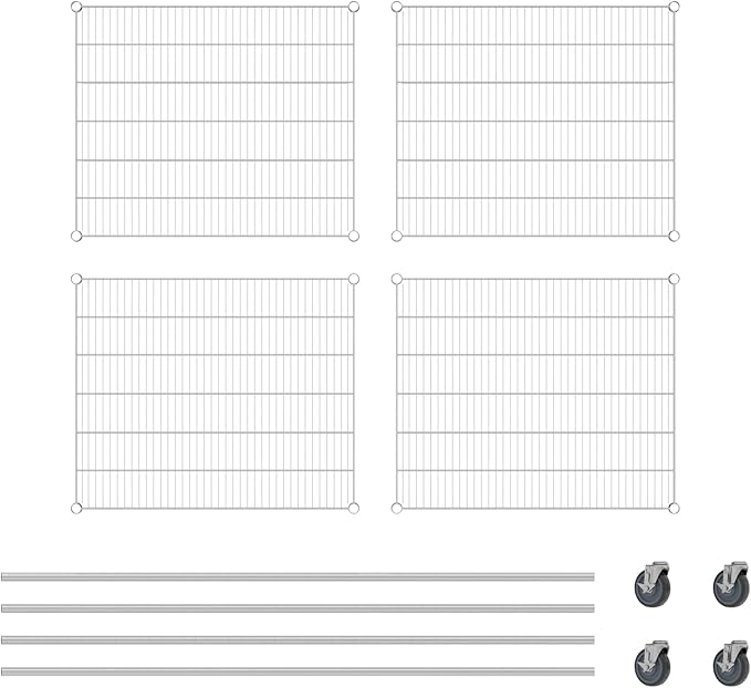 Commercial NSF Listed Chrome Mobile Wire Shelving Kit 30" x 36" x 80", with 4 Shelves Perfect for Warehouse, Walk-in Refrigerator, Freezer, Grocery Store, Restaurant, Dishroom