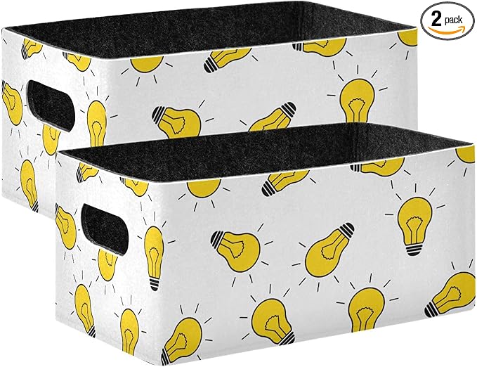 OTVEE Light Bulb Storage Baskets for Organizing, 2 Pack Collapsible Storage Bins with Handles Cubes for for Laundry Room Bathrooms Bedrooms Kitchens Cabinets Countertops