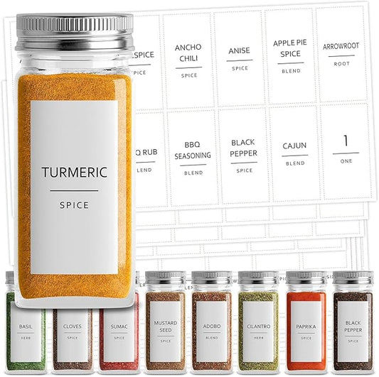 Talented Kitchen Spice Jar Labels - Minimalist Waterproof Kitchen Organization - Preprinted Spice Labels - Kitchen Pantry Organization Stickers - 140 Pack, 2.75 x 1.25 in, Black on White