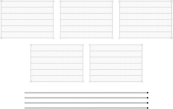Commercial NSF Listed Chrome Stationary Wire Shelving Kit 30" x 42" x 96", with 5 Shelves Perfect for Warehouse, Walk-in Refrigerator, Freezer, Grocery Store, Restaurant, Dishroom