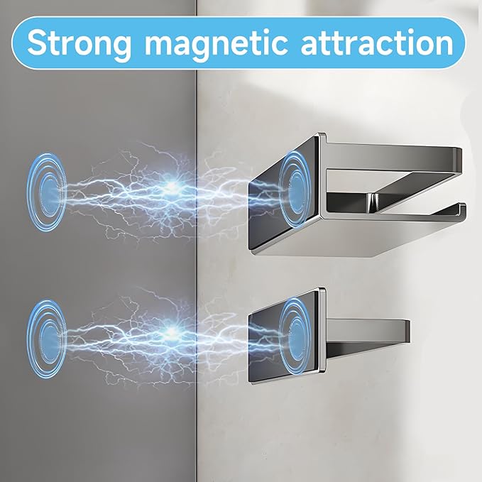4 Pack Magnetic Shelf Include Magnetic Spice Rack for Refrigerator,Magnetic Paper Towel Holder,Magnetic Hooks,refrigerator side rack Space-saving design,Small Space Organization