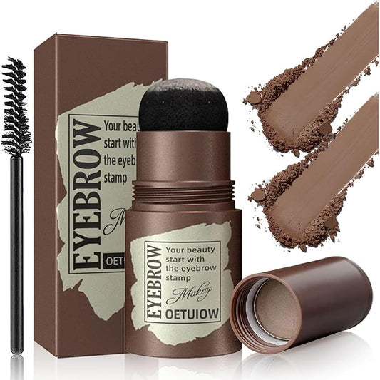 Eyebrow Stamp and Eyebrow Stencil Kit, Eye Brow Stencil Kit for Beginners 24 Reusable and Washable Eyebrow Kit, Brow Stencil and Stamp Kit Smudge-Proof & Long-lasting & Waterproof (Medium Brown)