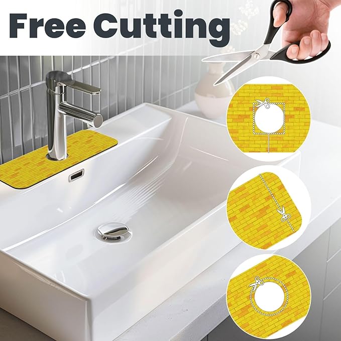Yellow Bricks 15" X 5.5" Kitchen Sink Splash Guard Faucet Faucet Guard Draining Mat Sink Splash Guard Faucet Kitchen Bathroom