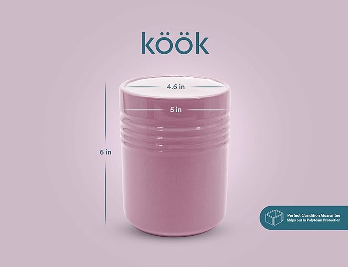 KooK Utensil Holder, Counter Holder for Kitchen, Ceramic, Premium Dining, Organizer, Countertop Decor, 5.3”, Dishwasher Safe (Lavender)