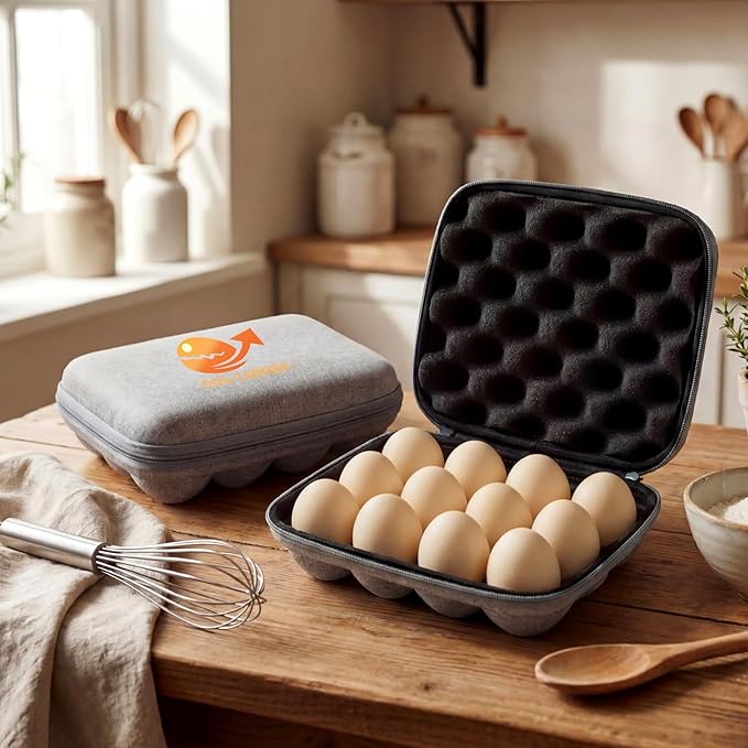 Geelin 2 Set 12 Slots Outdoor Egg Containers with Lid Deviled Egg Holder Camping Carrier with Handle Reusable Shockproof Eggs Cartons Storage Box Portable Holder Protection for Picnic Travel Party