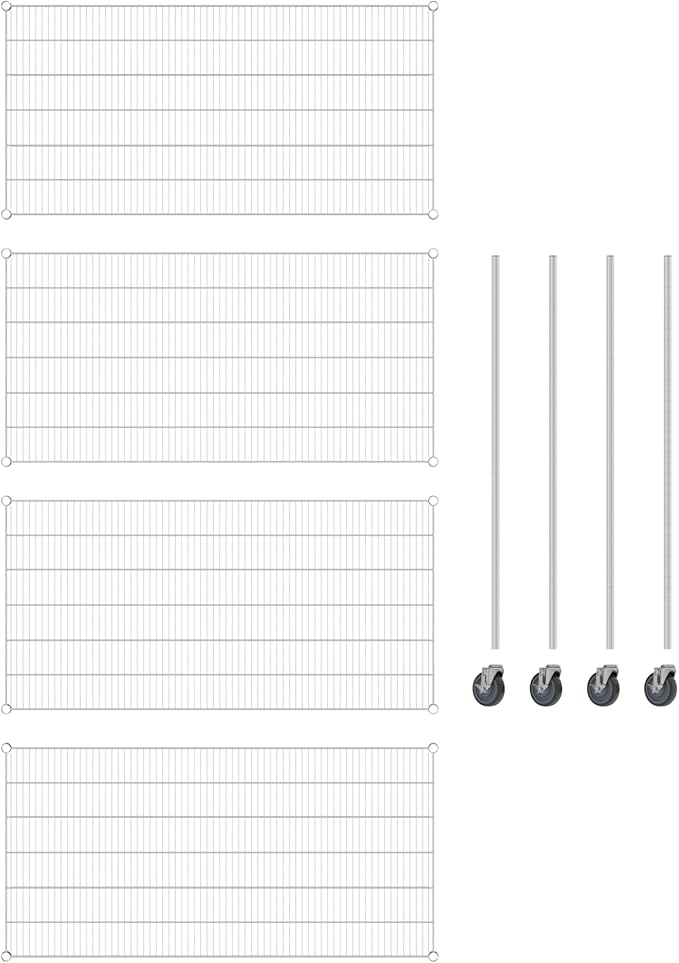 Commercial NSF Listed Chrome Mobile Wire Shelving Kit 30" x 60" x 60", with 4 Shelves Perfect for Warehouse, Walk-in Refrigerator, Freezer, Grocery Store, Restaurant, Dishroom