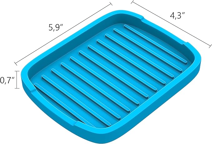 Silicone Sponge Holder -soap Tray - 5.9" X 4.33" Set -2pcs (Blue)