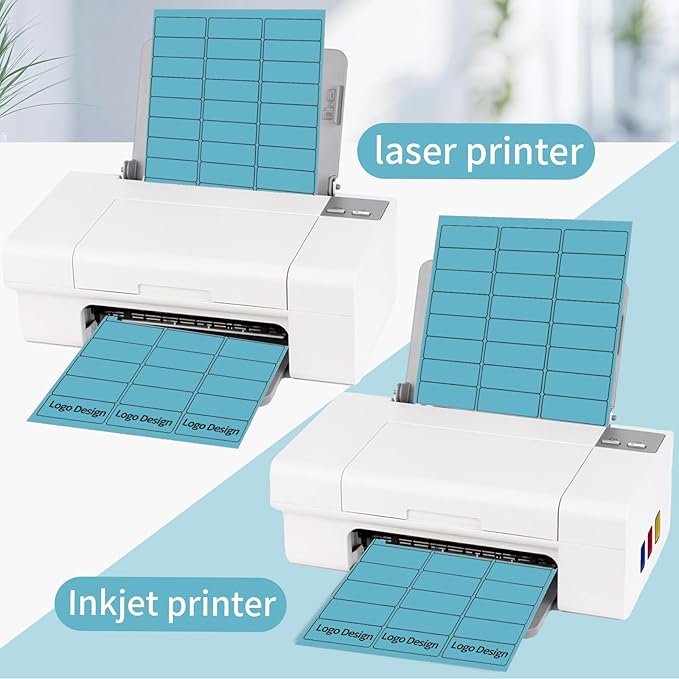 YEGAWEN -1" x 2-5/8" Address Labels- Neon Color Stickers for Laser/Inkjet Printer mailing Labels 8.5"×11"-Lake Blue