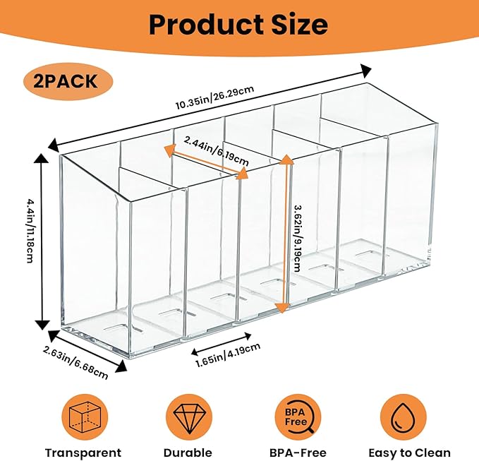 2 PACK Drink Packet Organizer with Removable Divider & Compartment, Water Packet Organizers Container Storage, Lazy Susan Organizer for Powder Packets, Water Packets, Drink Mixes&Tea Box