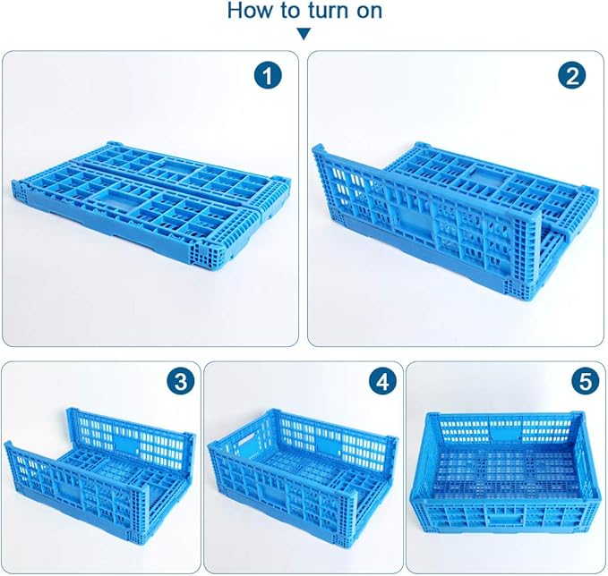 QTJH Collapsible Storage Bin Containe，52 Liter Transfer box,crate Transit storage of various items (23.6" L x 15.7" W x 8.6" H)