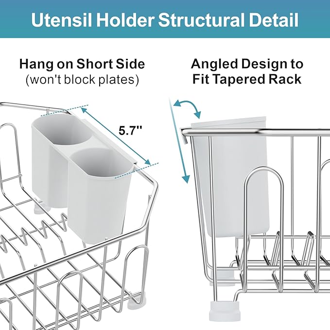 GSlife Small in Sink Dish Drying Rack - Stainless Steel Compact Dish Drainer for RV Kitchen Apartment Sink, Rust Resistant Inside Sink Rack, 11.6" W x 13.4" L, Silver
