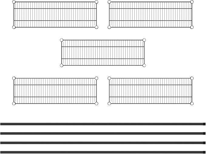 Commercial NSF Listed Black Epoxy Stationary Wire Shelving Kit 12" x 36" x 86", with 5 Shelves Perfect for Warehouse, Walk-in Refrigerator, Freezer, Grocery Store, Restaurant, Dishroom