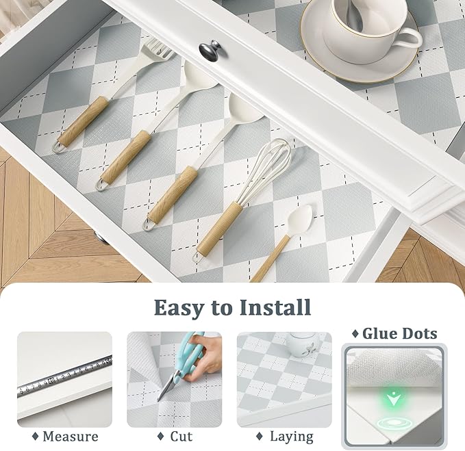 MIAONET Shelf Liner for Kitchen Cabinets 18" x 360" Non-Adhesive Non-Slip Drawer Liners for Dresser, Waterproof Washable Paper, Durable Protector Mat for Pantry Shelves Cupboards, Light Grey