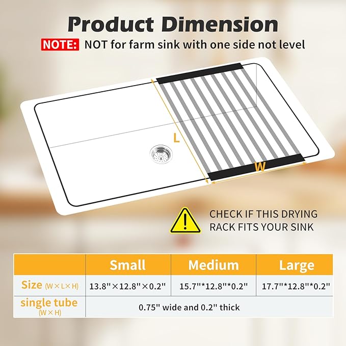 13.8"*12.8" Foldable Dish Drying Rack Thickened & Widened Over Sink Dish Drying Rack High-Temperature Resistant Removable Sink Storage Rack 304 Stainless Steel Drainer for Kitchen and Rv sink