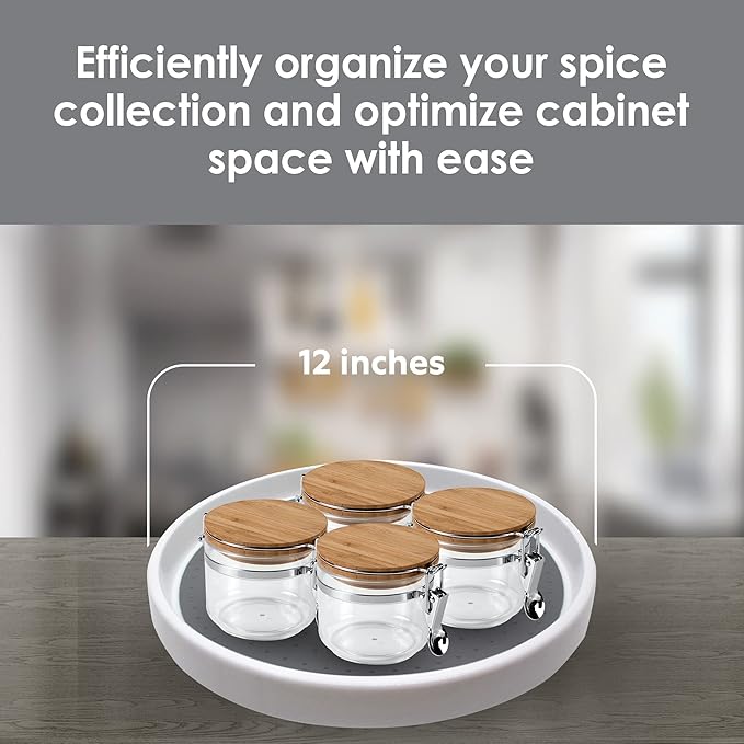 Gadgetime USA Lazy Susan Turntable 2 Pack, 12 inches Non-Skid Round Spinning Spice Organizer - Rotating Rack for Kitchen, Cabinet, Pantry, Fridge, Bathroom Vanity, Countertop