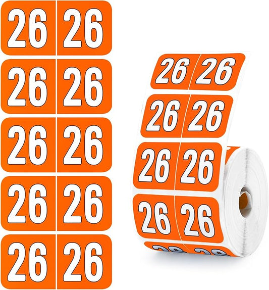 500 Pcs 2026 Year Stickers, Waterproof File Folder Labels, Self-Adhesive Rectangle Tabs for End Folders and Envelopes, Number Tabs, Office and Home Supplies (Orange)